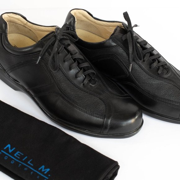 Neil M Shoes Mens 11.5 EEE Wide Black Leather Designer Lace Up Sporty Business - Picture 3 of 11